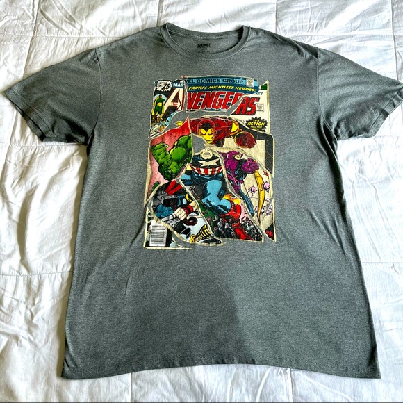 Marvel Other - Marvel Avengers Vintage Comic Book Mash-Up Graphic Tee. Gray. Men’s XL. Cotton.